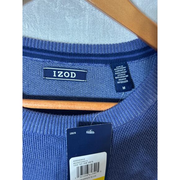Izod Sweater Medium Blue NEW Tex Crew Neck Skipper Stretch - Picture 5 of 8